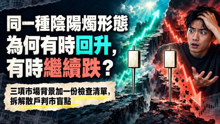陰陽燭形態背得滾瓜爛熟,為何判市仍然出錯?從市場環境、相對強弱到價格位置,拆解看圖三大盲點